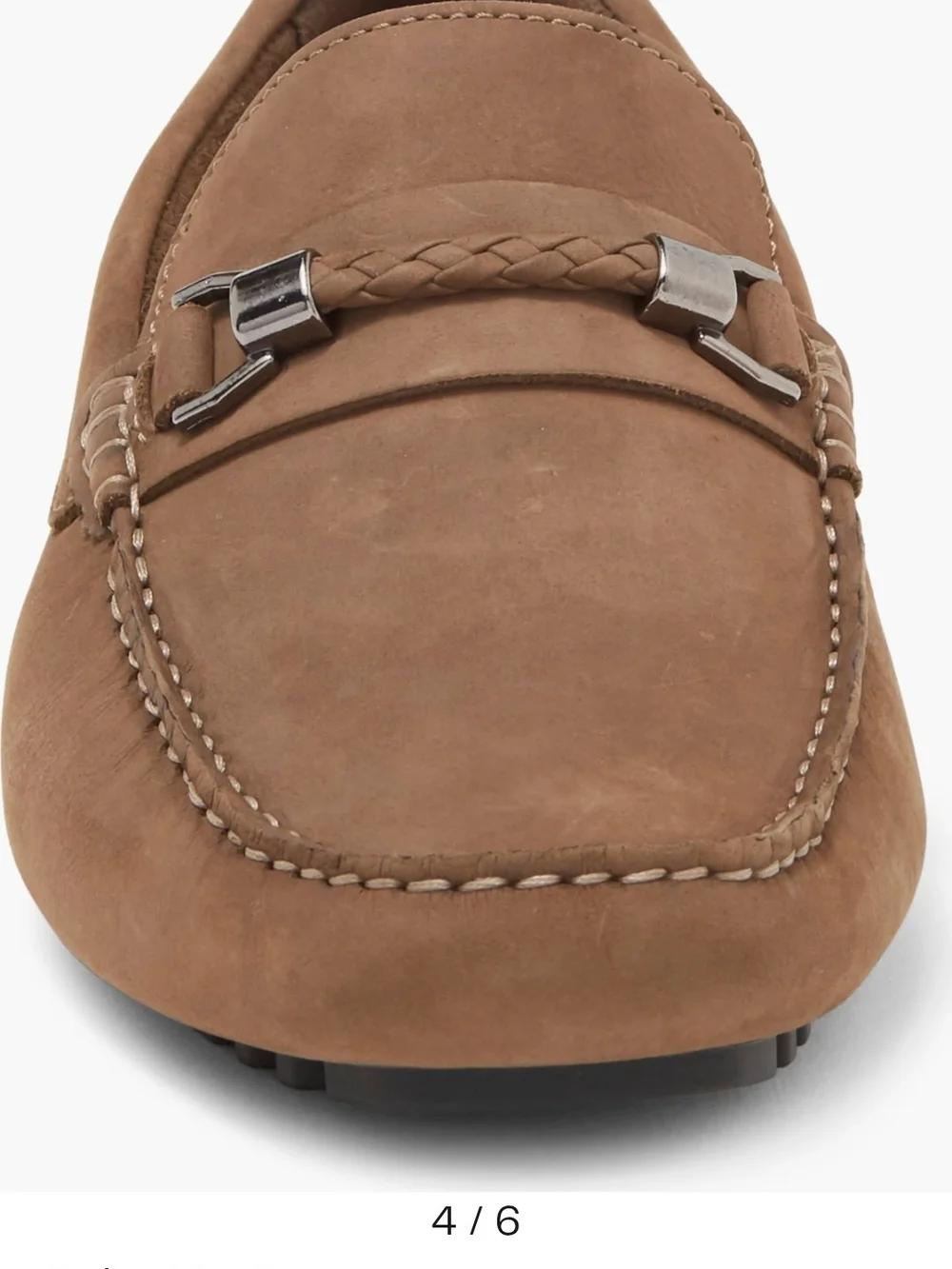 Nordstrom Taupe Braided Bit Leather Loafers